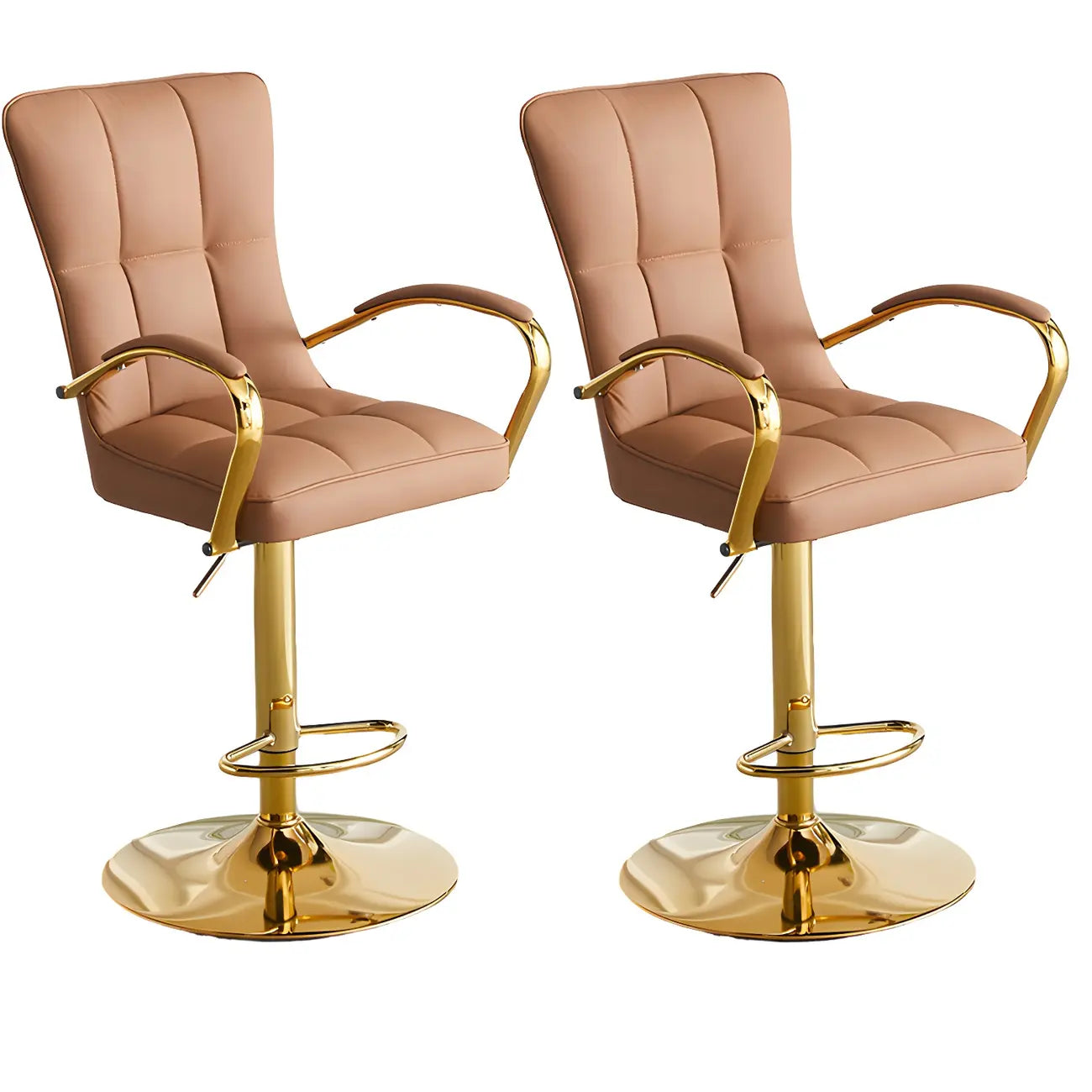 Tabourets de bar réglables en cuir glamour avec dossier haut
