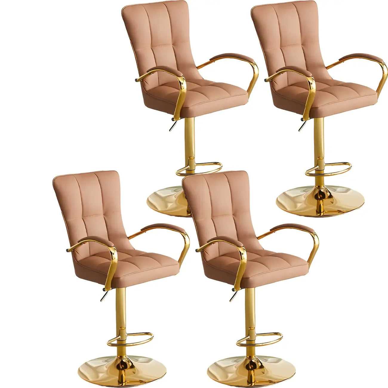Tabourets de bar réglables en cuir glamour avec dossier haut