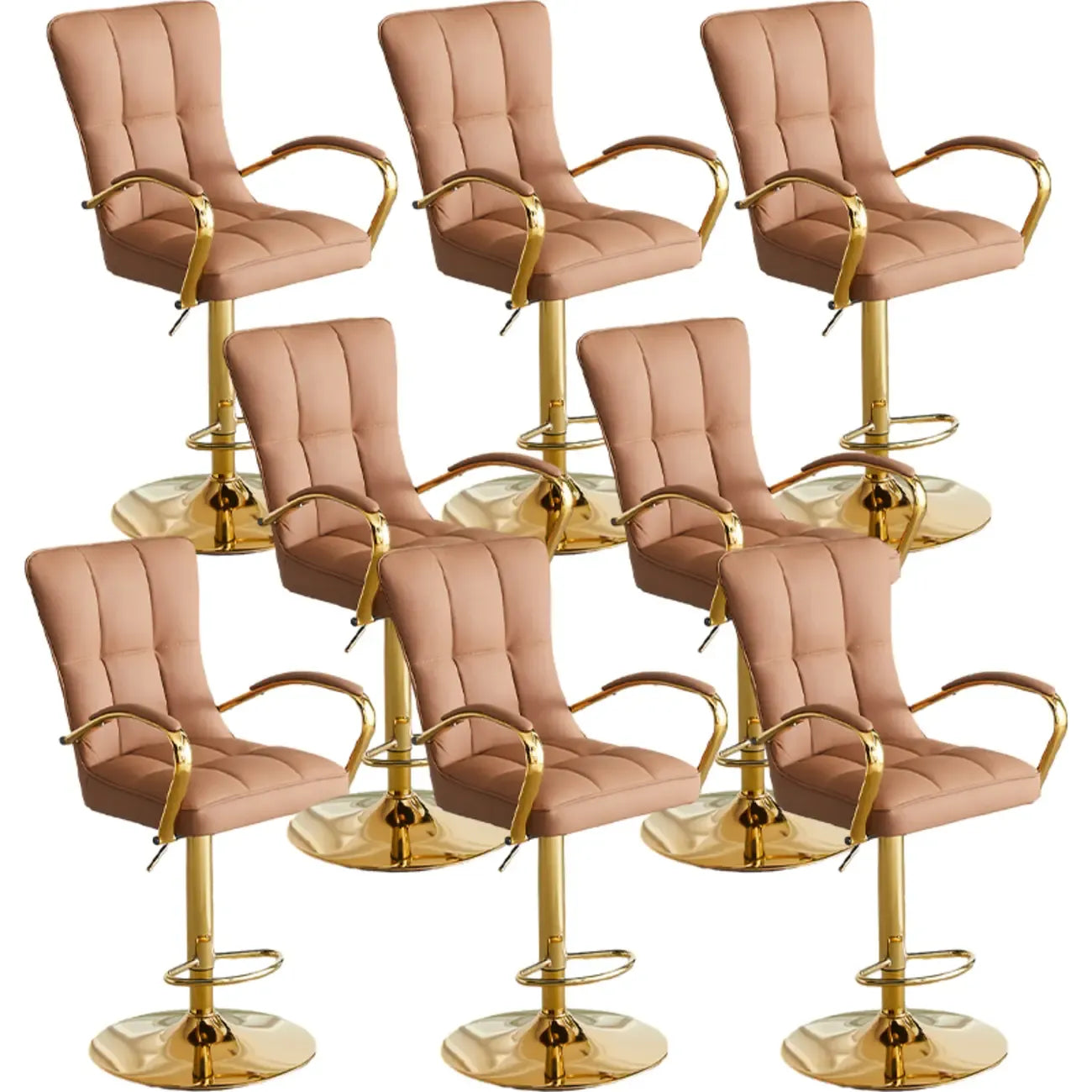 Tabourets de bar réglables en cuir glamour avec dossier haut