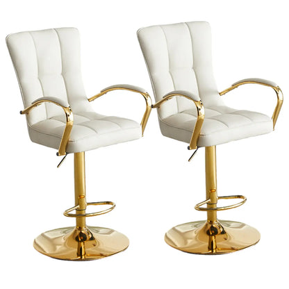 Tabourets de bar réglables en cuir glamour avec dossier haut
