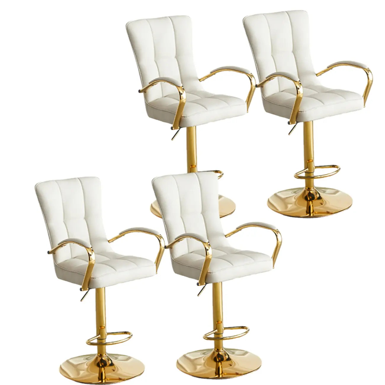 Tabourets de bar réglables en cuir glamour avec dossier haut
