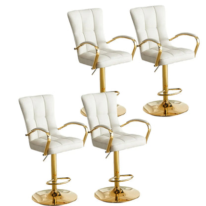 Tabourets de bar réglables en cuir glamour avec dossier haut