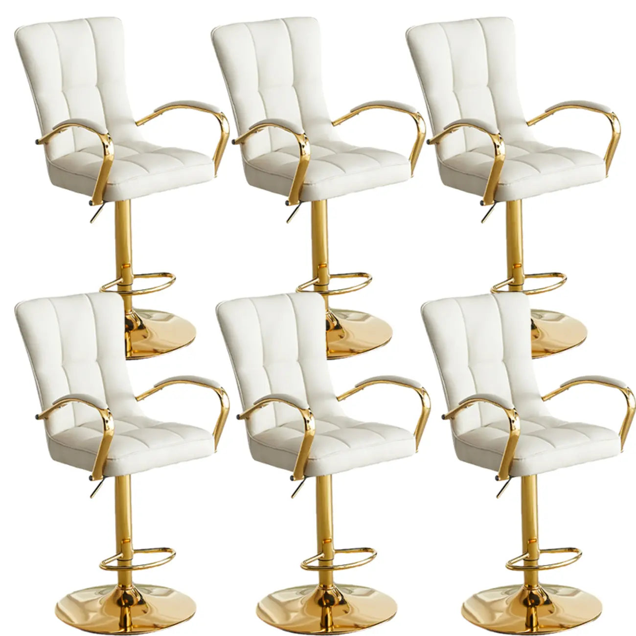 Tabourets de bar réglables en cuir glamour avec dossier haut
