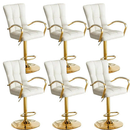 Tabourets de bar réglables en cuir glamour avec dossier haut