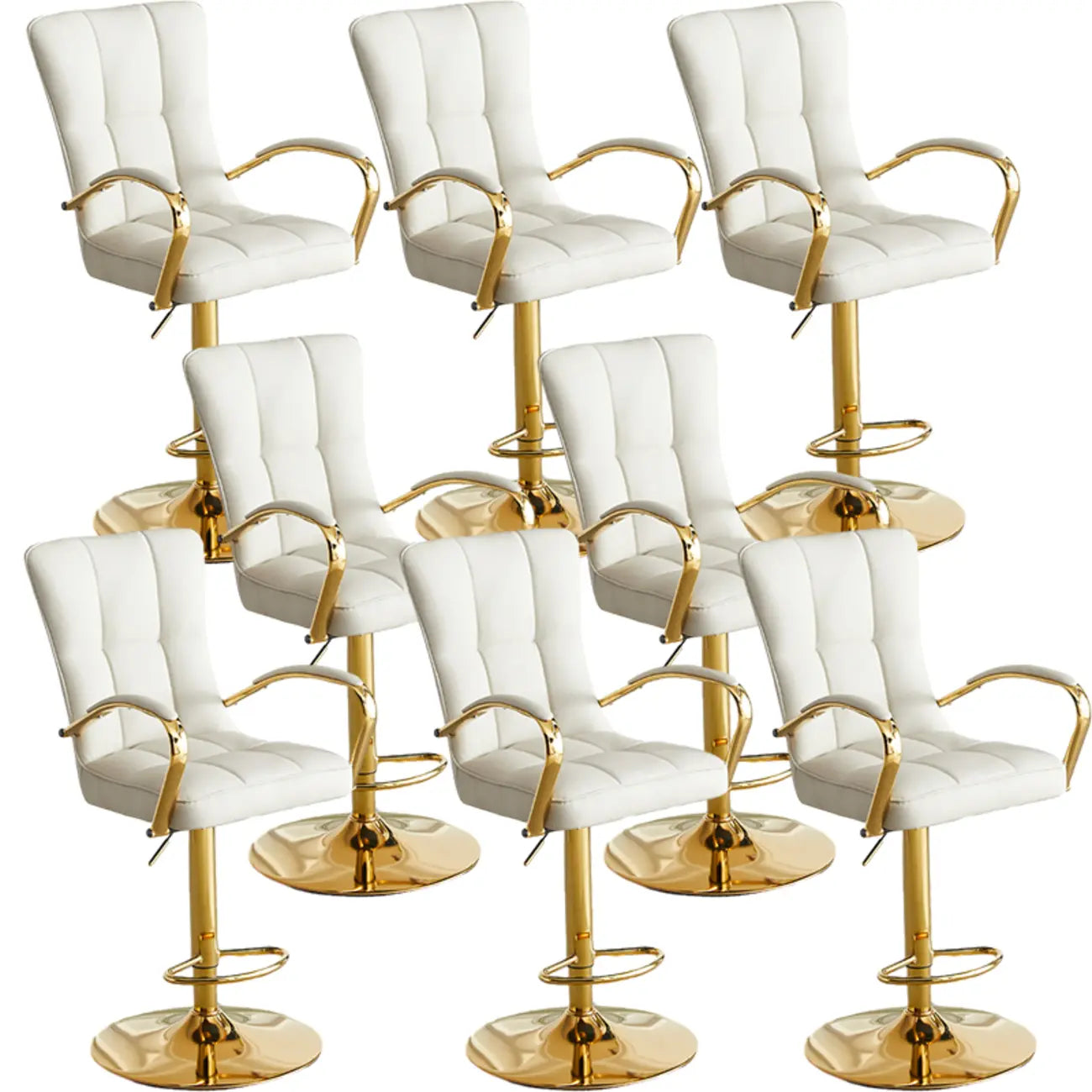 Tabourets de bar réglables en cuir glamour avec dossier haut