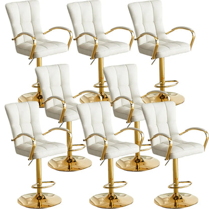 Tabourets de bar réglables en cuir glamour avec dossier haut