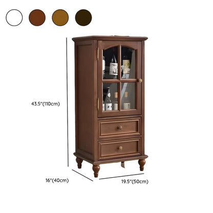 vaisselier traditionnel à 2 tiroirs en bois massif avec porte vitrée