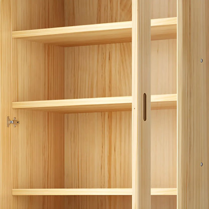 Bibliothèque de rangement antique en bois à 5 niveaux avec portes vitrées