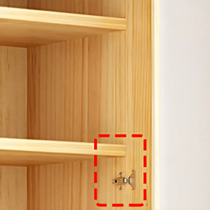 Bibliothèque de rangement antique en bois à 5 niveaux avec portes vitrées