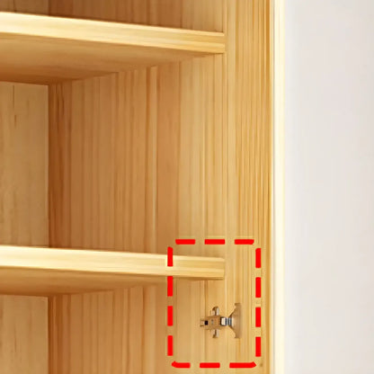 Bibliothèque de rangement antique en bois à 5 niveaux avec portes vitrées