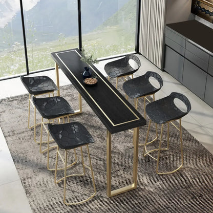 Tables de bar en pin noir glamour avec traîneau en fer doré