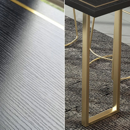 Tables de bar en pin noir glamour avec traîneau en fer doré