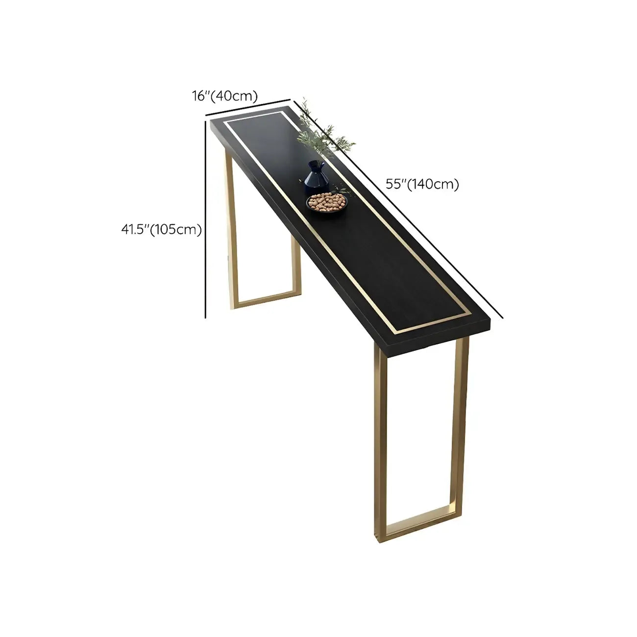 Tables de bar en pin noir glamour avec traîneau en fer doré