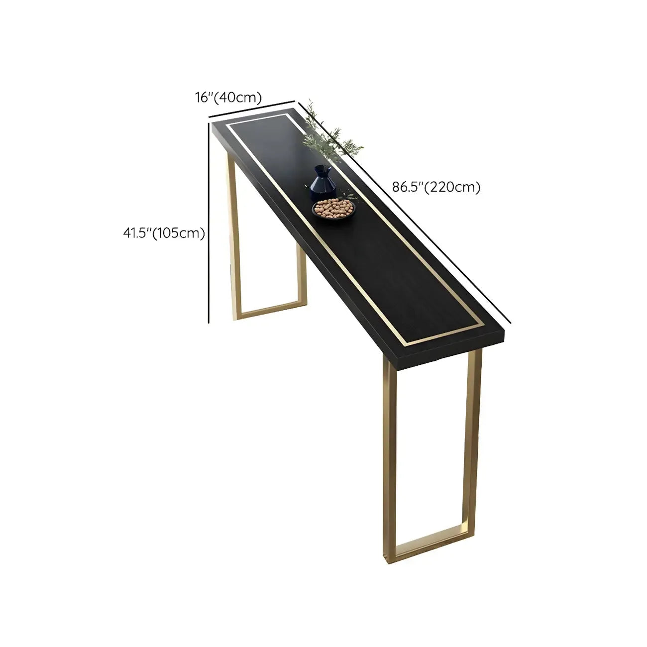 Tables de bar en pin noir glamour avec traîneau en fer doré