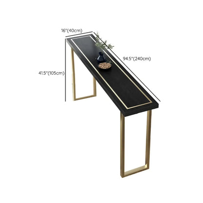 Tables de bar en pin noir glamour avec traîneau en fer doré