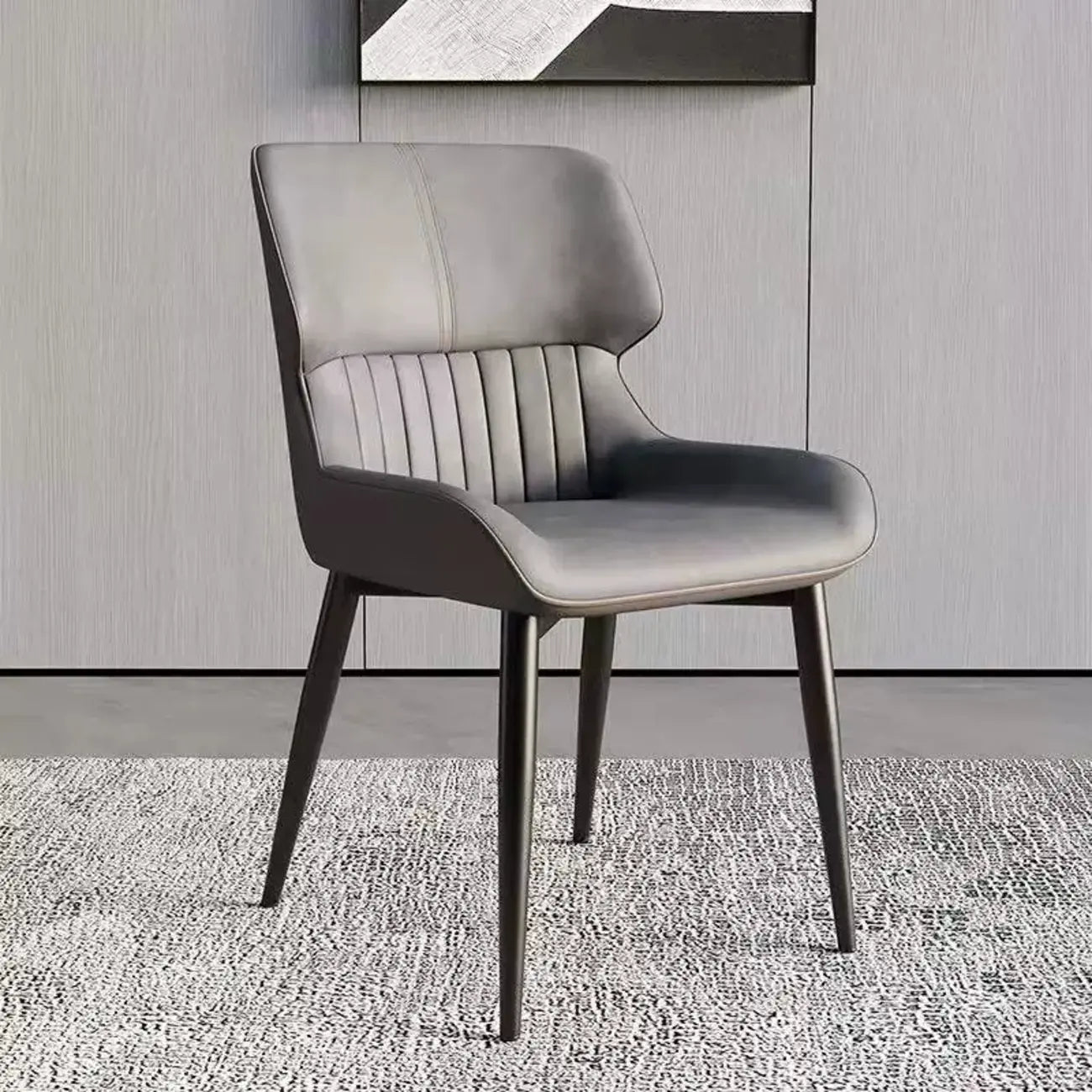 Chaise de salle à manger sans accoudoirs, dossier bas en cuir