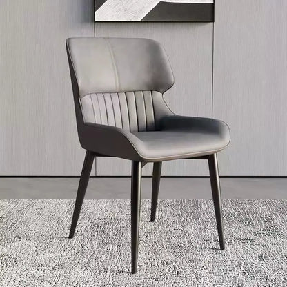 Chaise de salle à manger sans accoudoirs, dossier bas en cuir