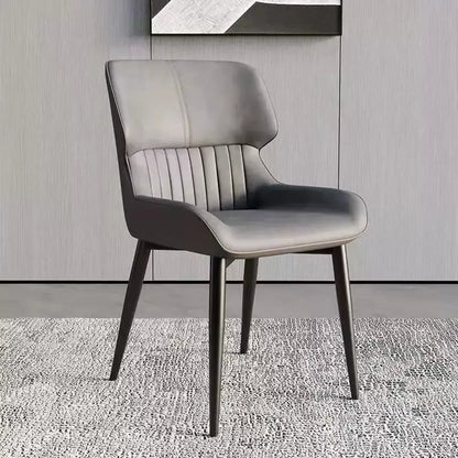 Chaise de salle à manger sans accoudoirs, dossier bas en cuir