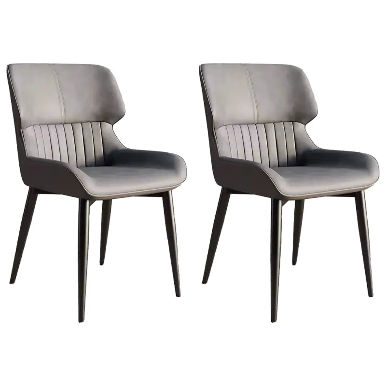 Chaise de salle à manger sans accoudoirs, dossier bas en cuir