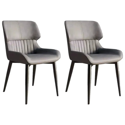 Chaise de salle à manger sans accoudoirs, dossier bas en cuir