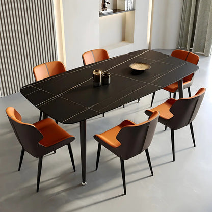 Chaise de salle à manger sans accoudoirs, dossier bas en cuir