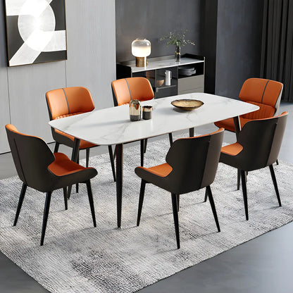 Chaise de salle à manger sans accoudoirs, dossier bas en cuir