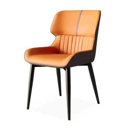 Chaise de salle à manger sans accoudoirs, dossier bas en cuir