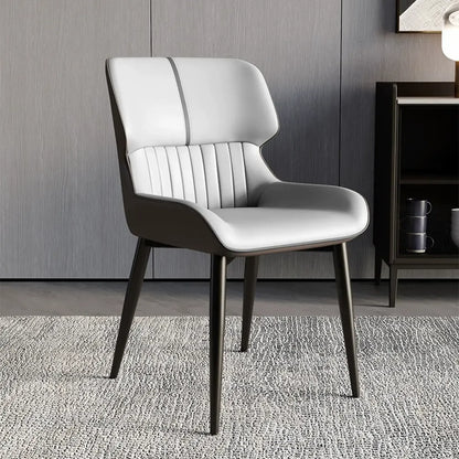 Chaise de salle à manger sans accoudoirs, dossier bas en cuir
