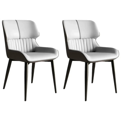 Chaise de salle à manger sans accoudoirs, dossier bas en cuir