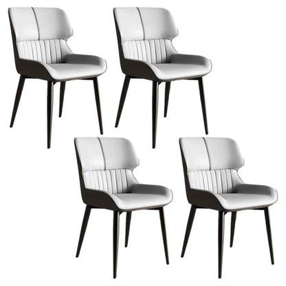 Chaise de salle à manger sans accoudoirs, dossier bas en cuir