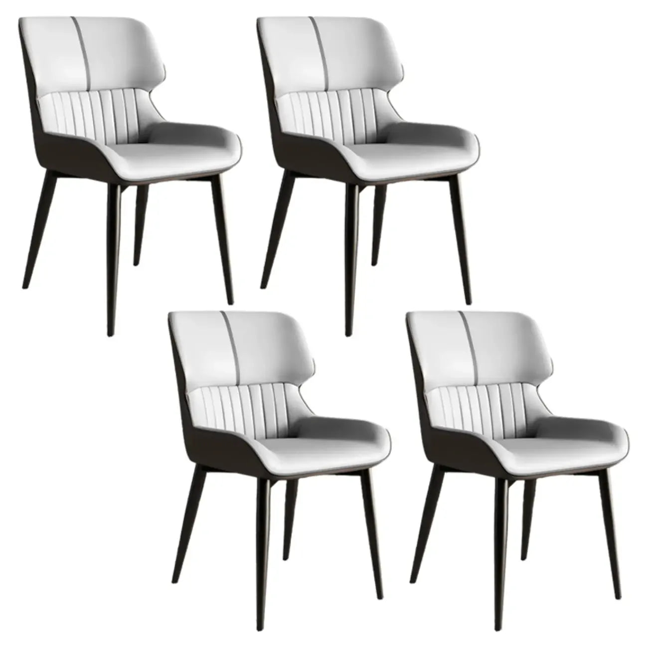 Chaise de salle à manger sans accoudoirs, dossier bas en cuir