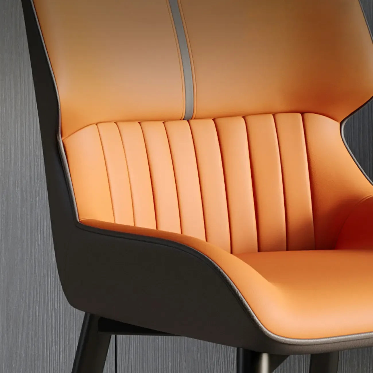 Chaise de salle à manger sans accoudoirs, dossier bas en cuir