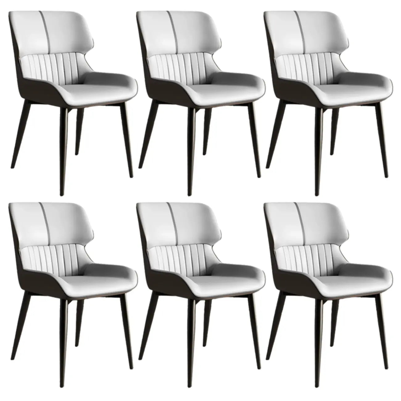 Chaise de salle à manger sans accoudoirs, dossier bas en cuir
