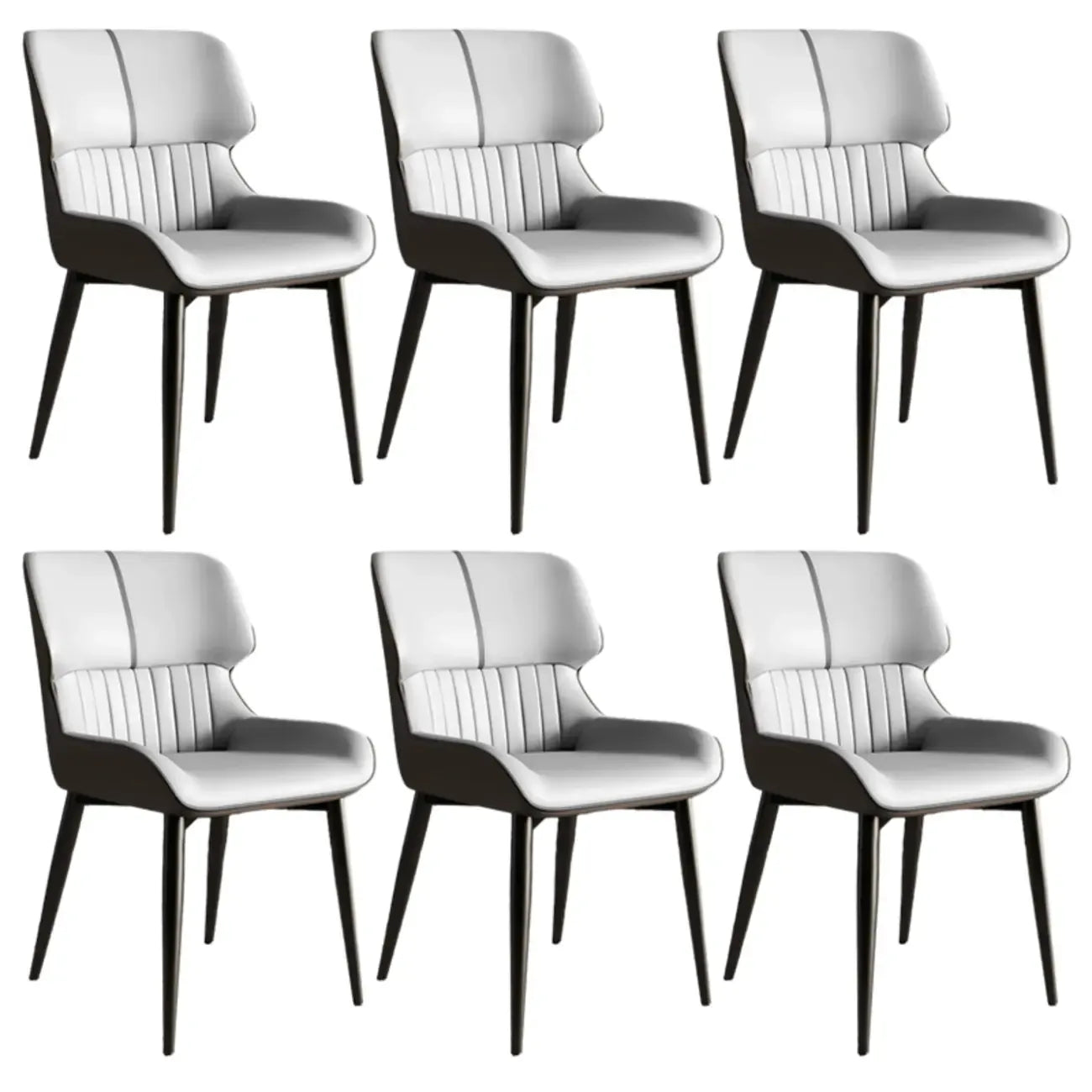 Chaise de salle à manger sans accoudoirs, dossier bas en cuir
