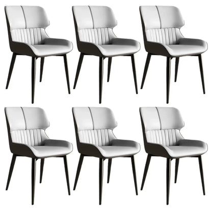 Chaise de salle à manger sans accoudoirs, dossier bas en cuir