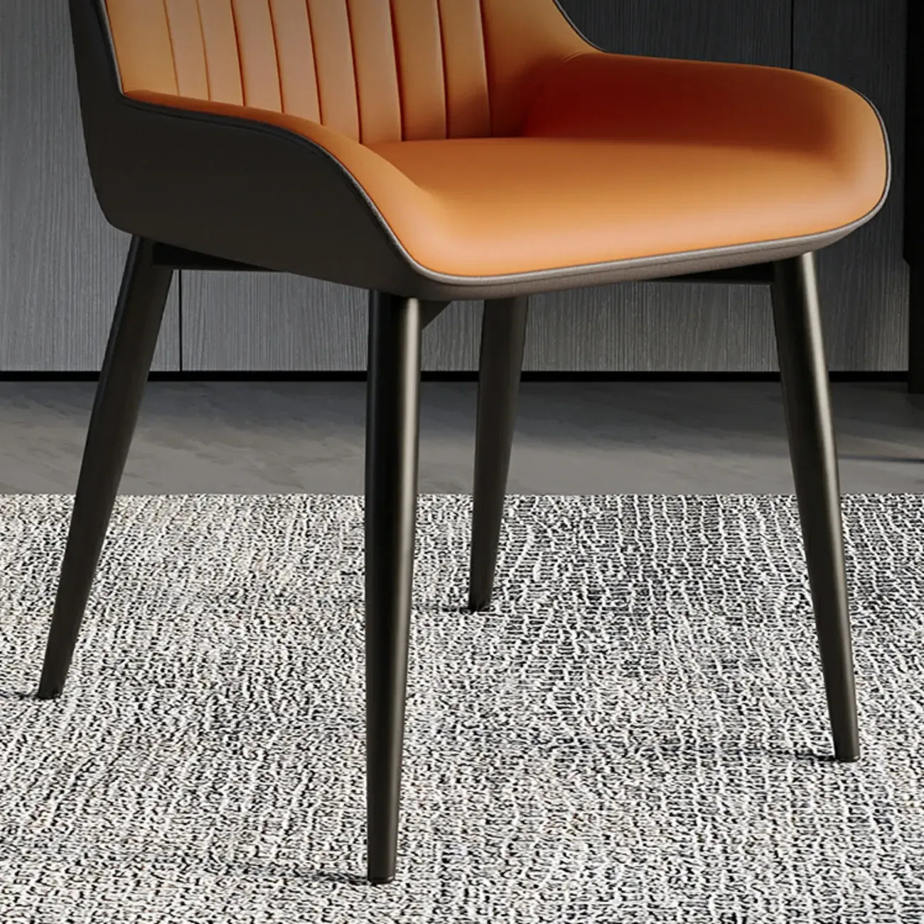 Chaise de salle à manger sans accoudoirs, dossier bas en cuir