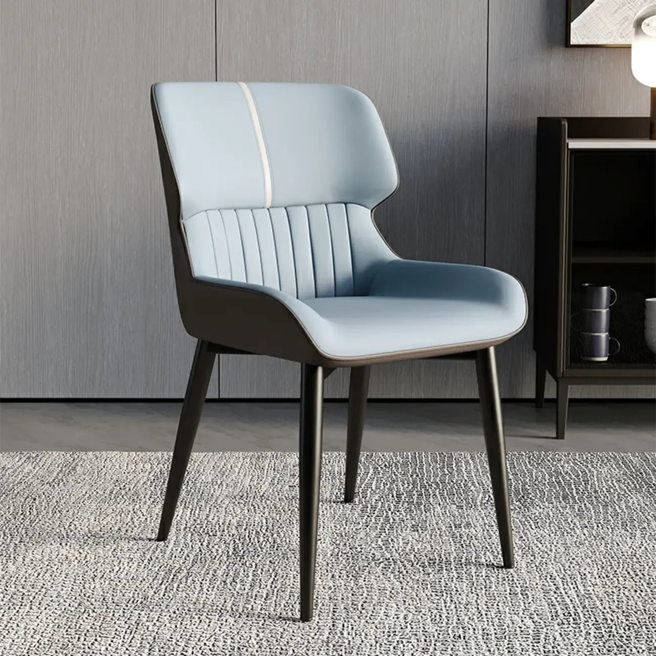 Chaise de salle à manger sans accoudoirs, dossier bas en cuir