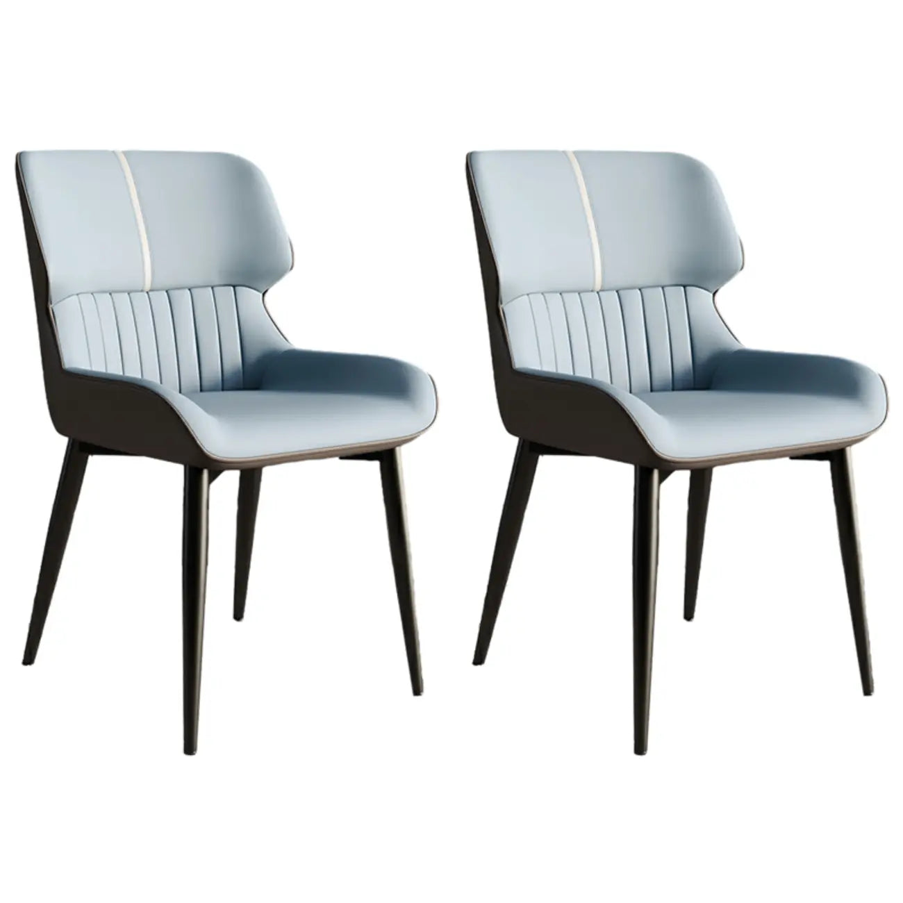 Chaise de salle à manger sans accoudoirs, dossier bas en cuir