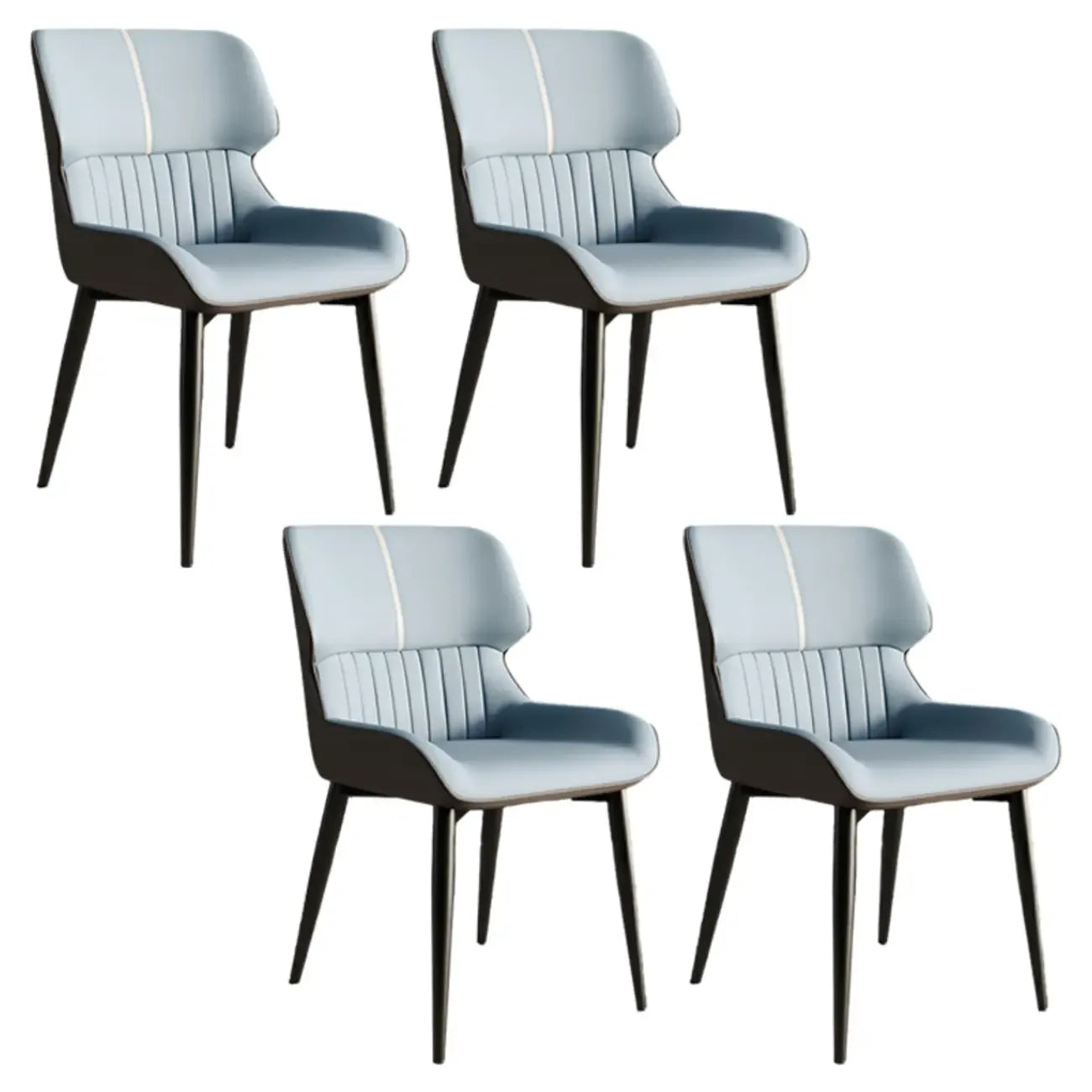 Chaise de salle à manger sans accoudoirs, dossier bas en cuir