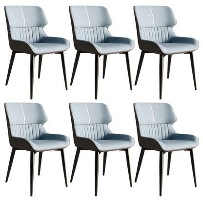 Chaise de salle à manger sans accoudoirs, dossier bas en cuir