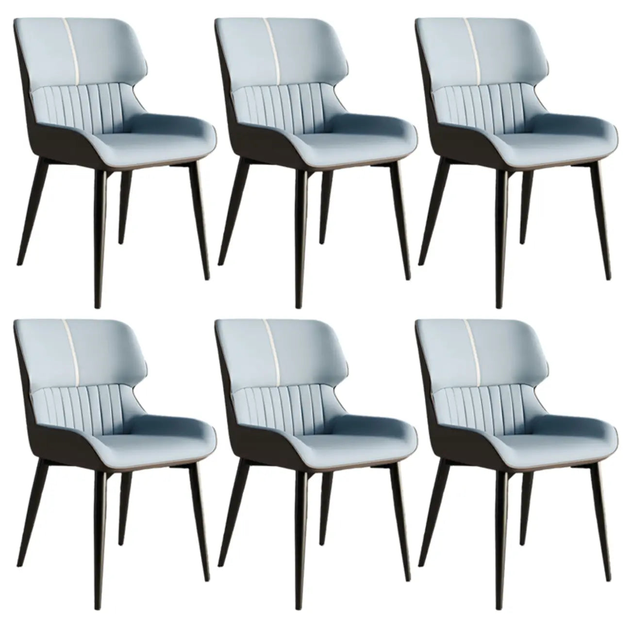 Chaise de salle à manger sans accoudoirs, dossier bas en cuir