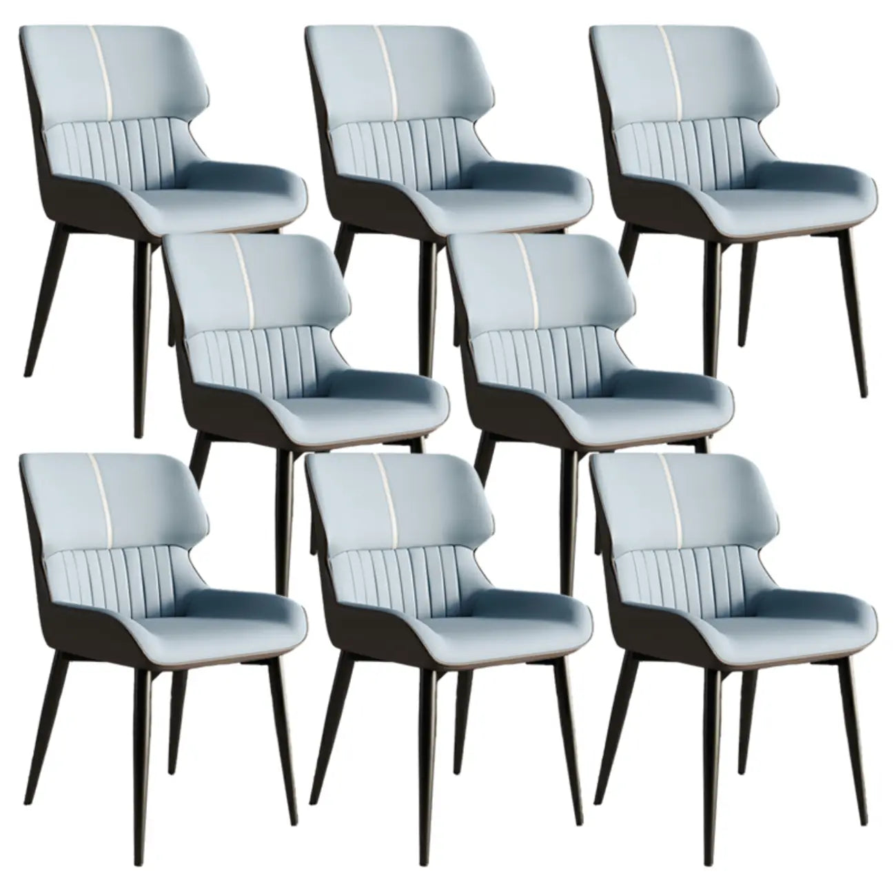 Chaise de salle à manger sans accoudoirs, dossier bas en cuir