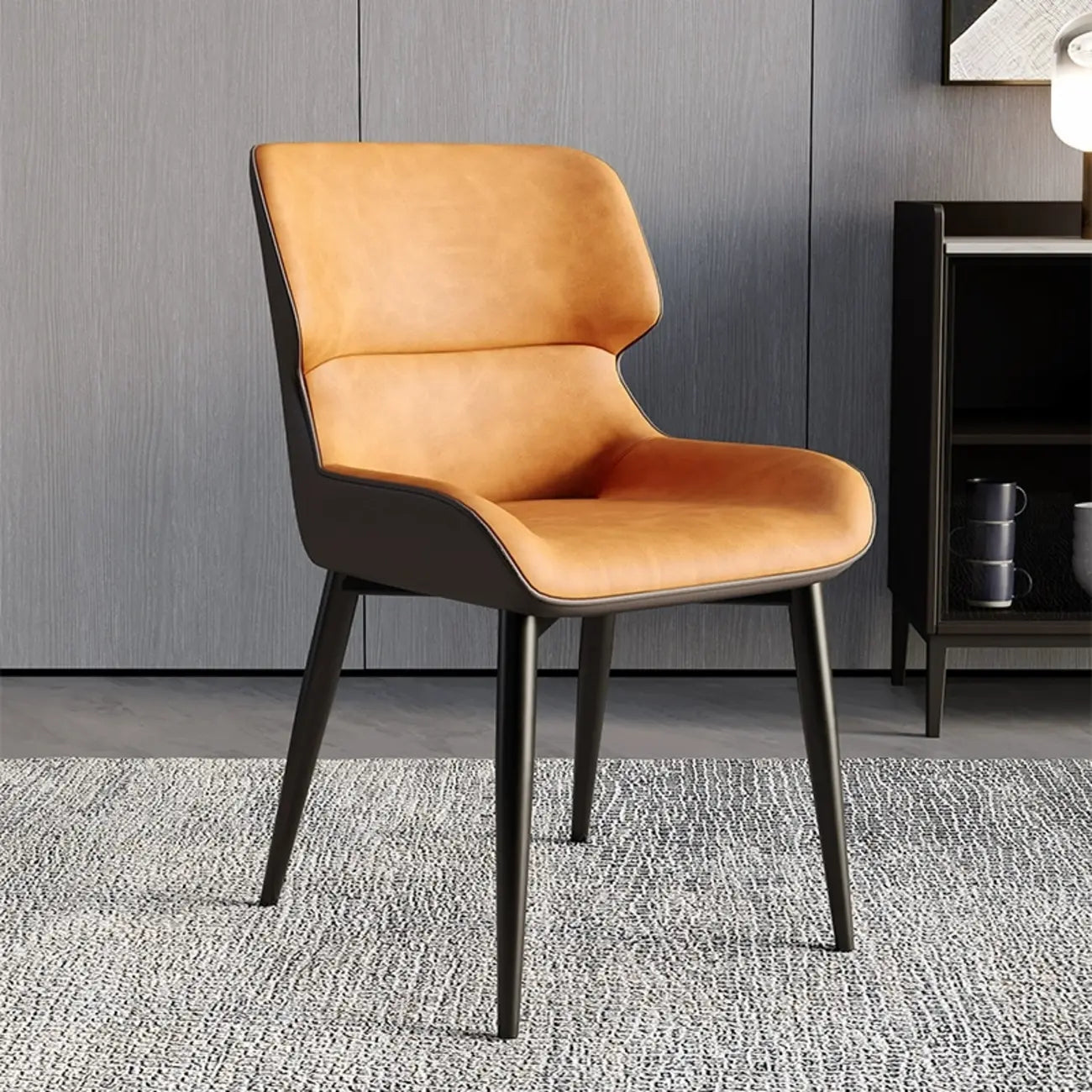 Chaise de salle à manger sans accoudoirs, dossier bas en cuir