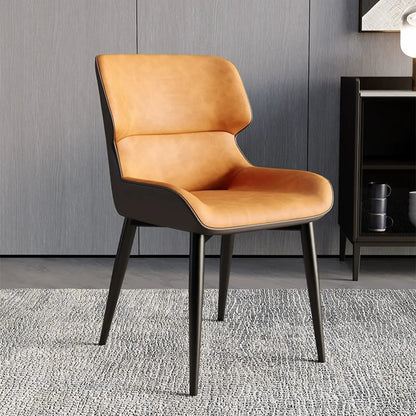 Chaise de salle à manger sans accoudoirs, dossier bas en cuir