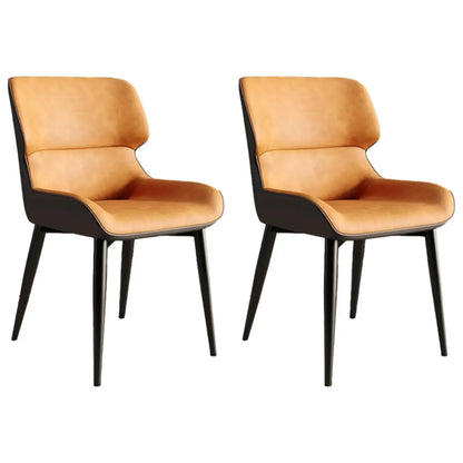 Chaise de salle à manger sans accoudoirs, dossier bas en cuir