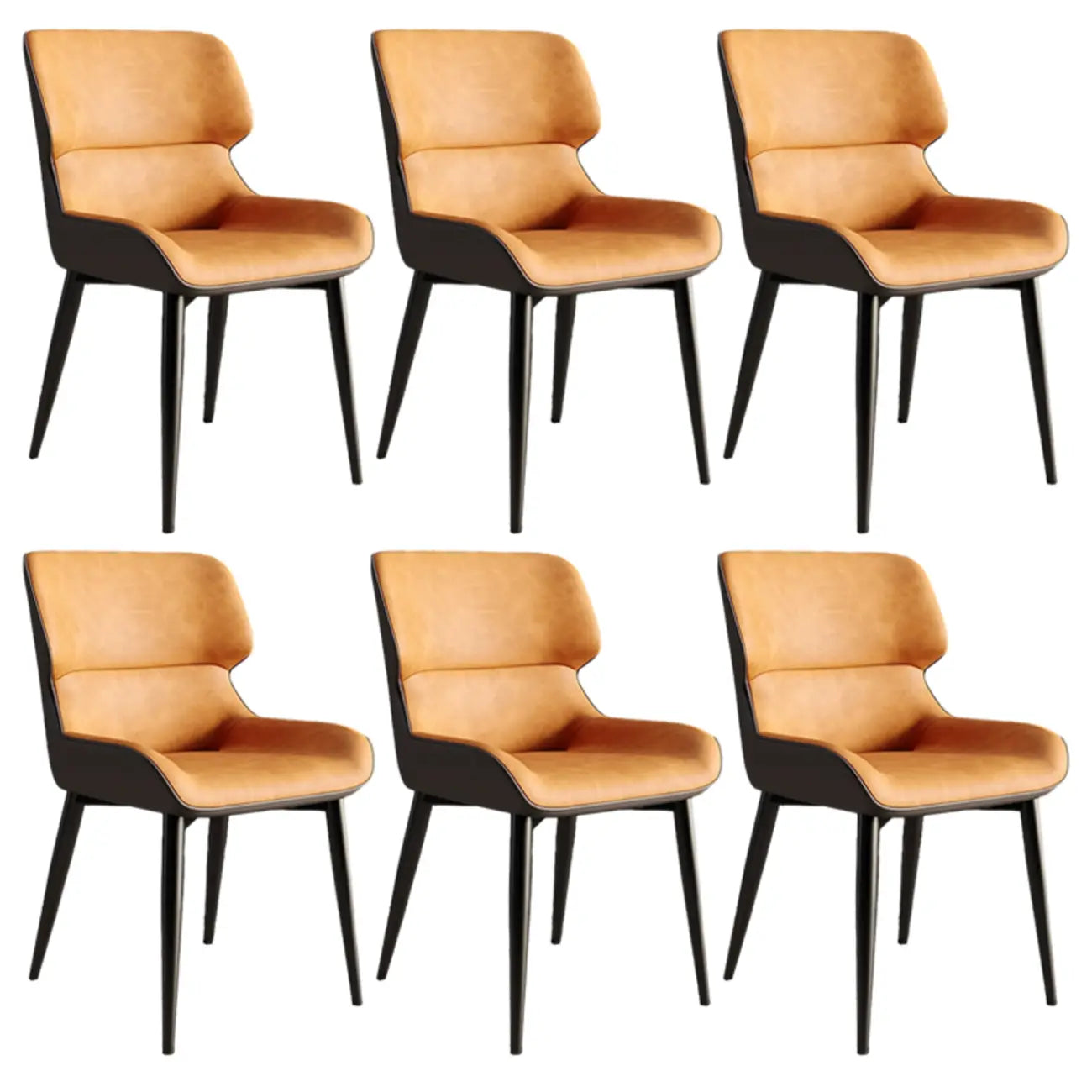 Chaise de salle à manger sans accoudoirs, dossier bas en cuir