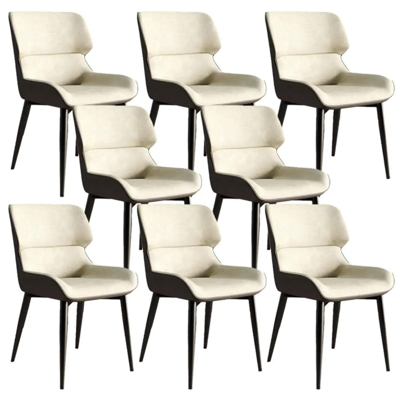 Chaise de salle à manger sans accoudoirs, dossier bas en cuir
