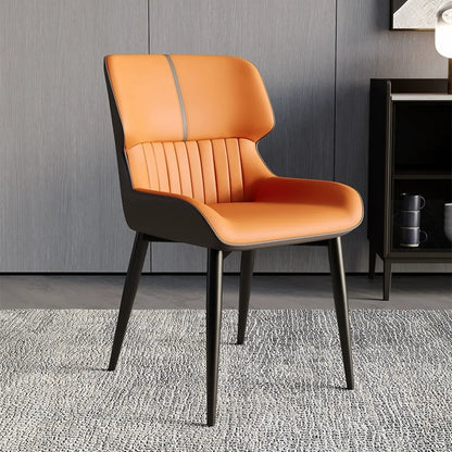Chaise de salle à manger sans accoudoirs, dossier bas en cuir