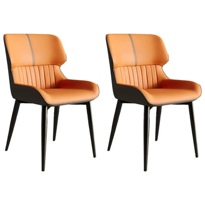 Chaise de salle à manger sans accoudoirs, dossier bas en cuir