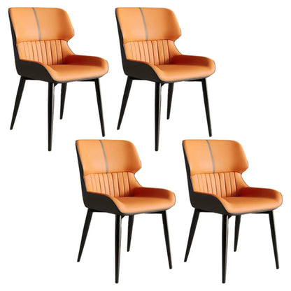 Chaise de salle à manger sans accoudoirs, dossier bas en cuir